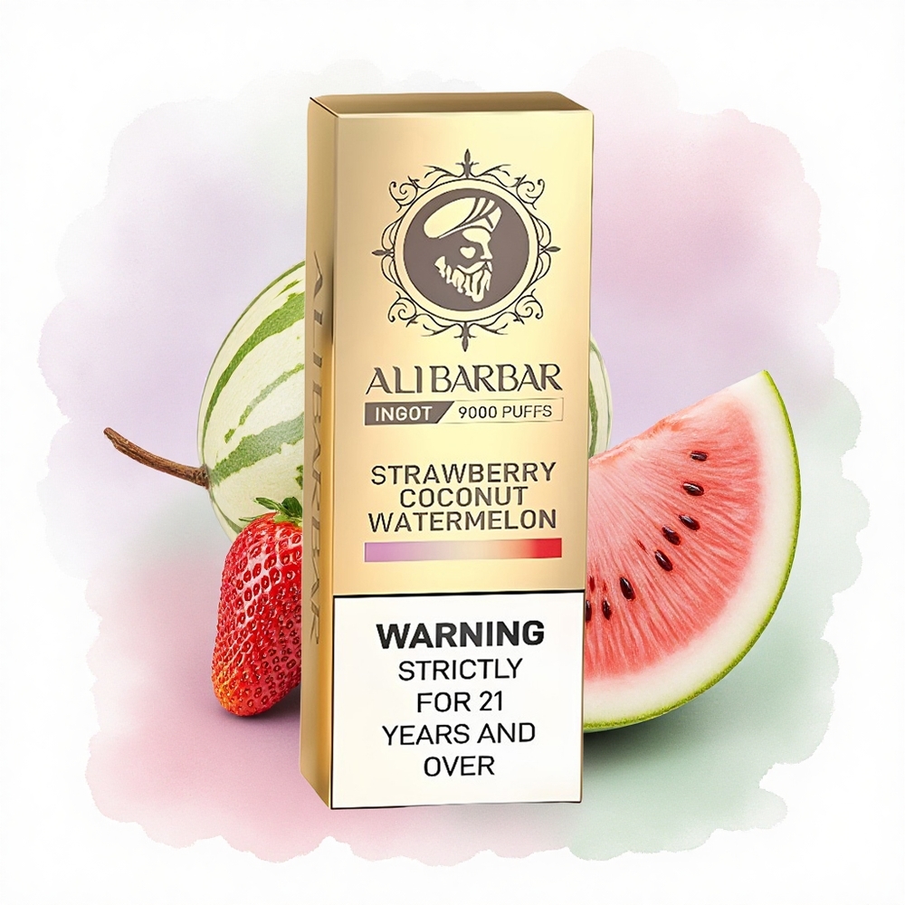 Alibarbar Ingot 9000 Puffs Aardbei Kokosnoot Watermeloen 2350mAh 22ml LED